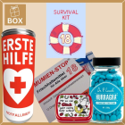 Geschenkbox zum 18. Geburtstag – Lustiges Überlebenspaket (Set 1)