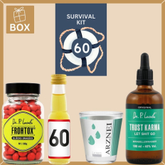 Geschenkbox Überlebenspaket zum 60. Geburtstag „Survival Kit“ (Set 7)
