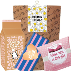 Geschenktüte „Blumenersatz“ – Aufmerksamkeit statt Blumen (Set 7)