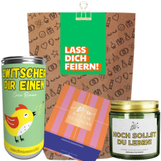 Geschenktüte zum Geburtstag – Geschenkset „Lass dich feiern!“ (Set 2)
