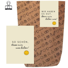 Geschenktüte + Grußkarte Freundschaft „Wir haben es gut. Denn wir haben uns“