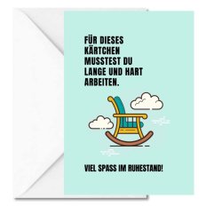 Personalisierbare Grußkarte „Viel Spaß im Ruhestand!“