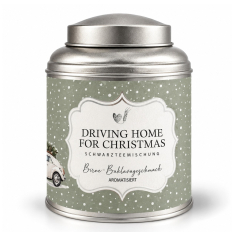 Schwarzteemischung in schöner Blechdose „Driving home for Christmas“