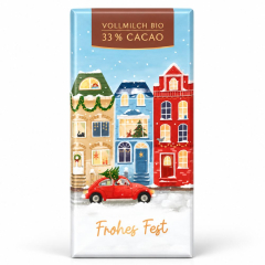 Bio-Schokolade 80g Weihnachten „Frohes Fest“ (Häuser)