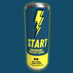Energy Drink fürs Onboarding – Willkommensgeschenk „Blitzstart“