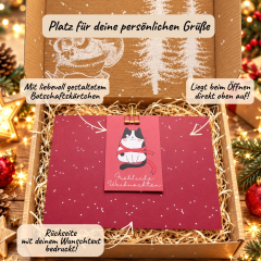 Gefüllte Geschenkbox „Fröhliche Weihnachten“ – Genussbox (Katze Set 1)