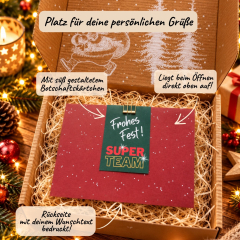 Gefüllte Geschenkbox Weihnachten – Mitarbeitergeschenk „Frohes Fest! Super Team“ (Set 6)