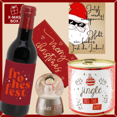 Gefüllte Geschenkbox Weihnachten – Fröhliches Weihnachtsgeschenk „Frohes Fest ihr Lieben“ (Set 5)
