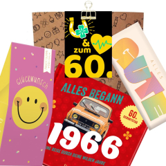 Geschenktüte zum 60. Geburtstag „Glück & Gesundheit“ (Set 6)