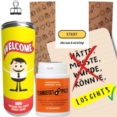 Geschenktüte Onboarding – Willkommensgeschenk „Start-Button“ (Set 5)