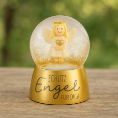 Glitzerkugel „Schutzengel für dich“ – Schneekugel als Geschenk & Glücksbringer