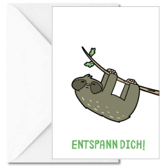 Geschenktüte + Grußkarte Faultier ENTSPANN DICH!