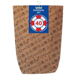 Geschenktüte 40. Geburtstag – Lustiges Überlebenspaket – zum Befüllen