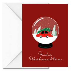 Geschenktüte + Grußkarte FROHE WEIHNACHTEN - Schneekugel