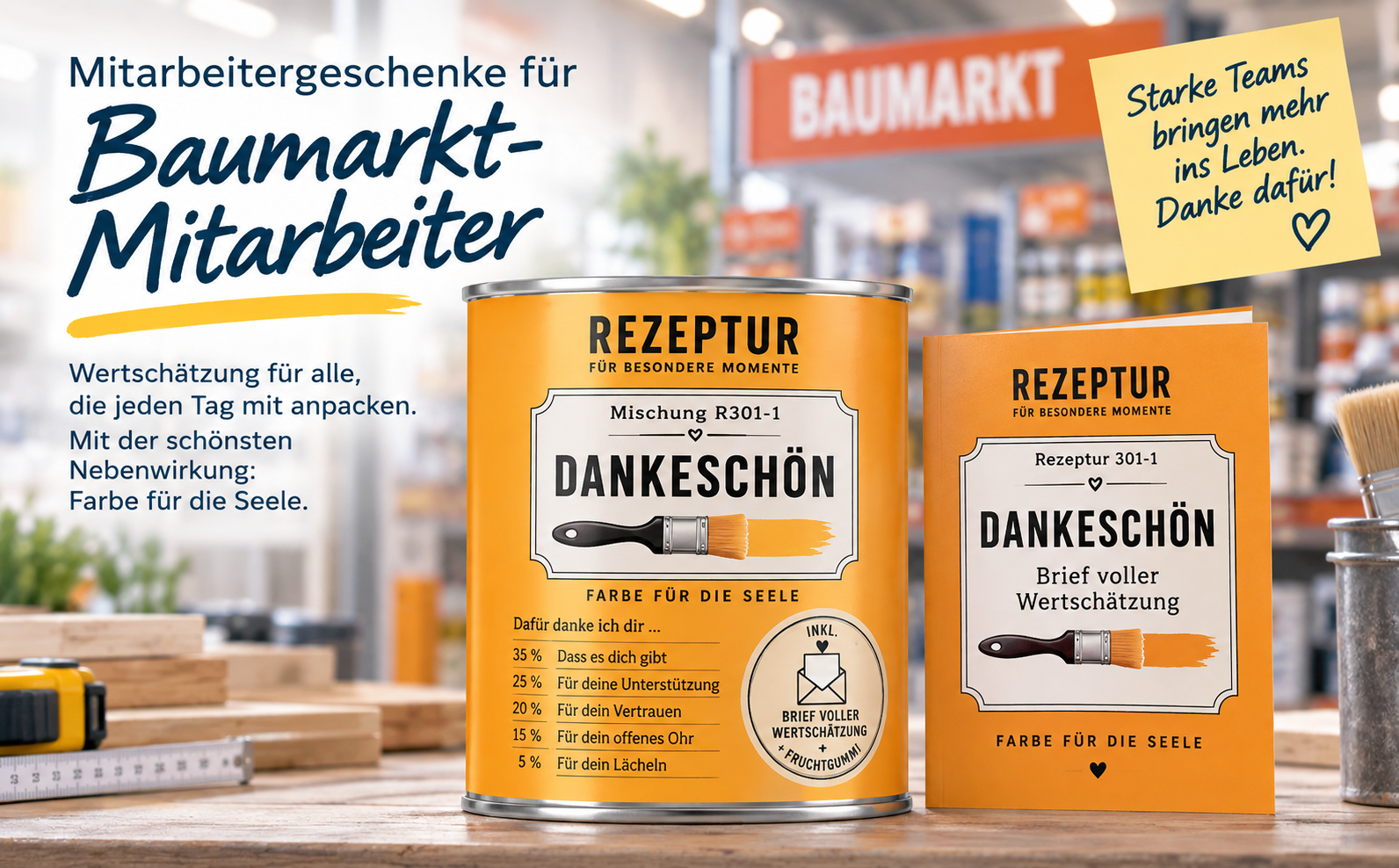Mitarbeitergeschenke für Baumarkt-Mitarbeiter
